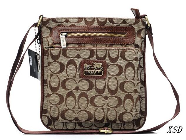 Coach Bleecker Monogram Small Khaki Crossbody Bags DQE